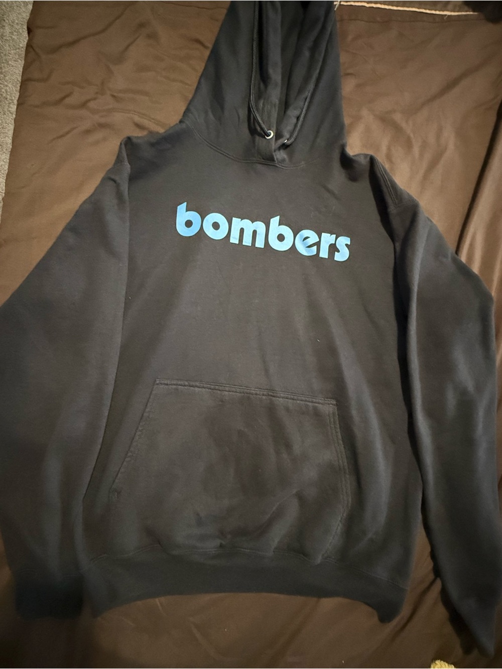 Port and Company Black Hoodie with Blue "bombers" Logo